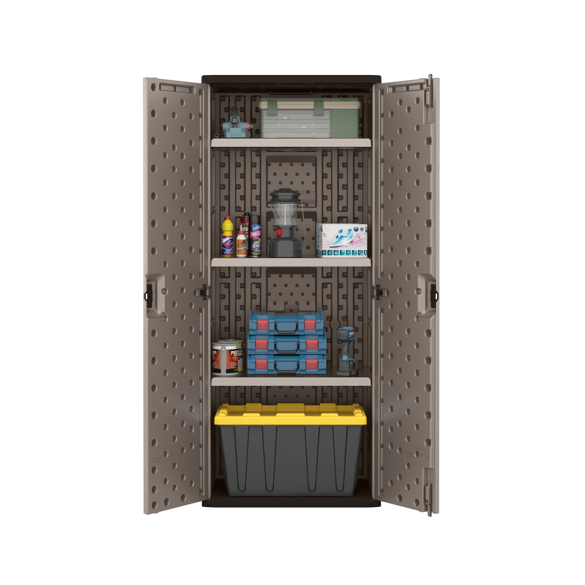 3-Shelf Resin Base Garage Cabinet Locker, Gray