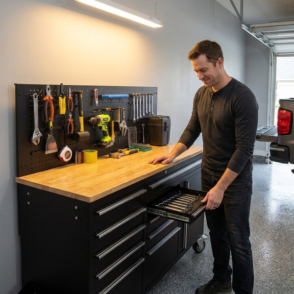Rolling Tool Chest Workbench Built for Professional Storage, 10 Drawer, 61 Inch, Stainless Steel Construction