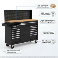 Tool Chest Workbench, 61-Inch Rolling Tool Chest with Wheels, 10 Drawers, Multifunctional Tool Cart Mechanic Tool Storage Cabinet for Garage, Assembled Large Tool Box Storage Cabinet, Black — How It Works