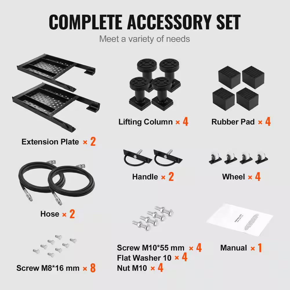 Car Lift, 7,000 Lbs. Capacity Portable Car Lift, 26.8 In. Max. Height, Carbon Steel Truck Lift with 120-Volt Power Unit