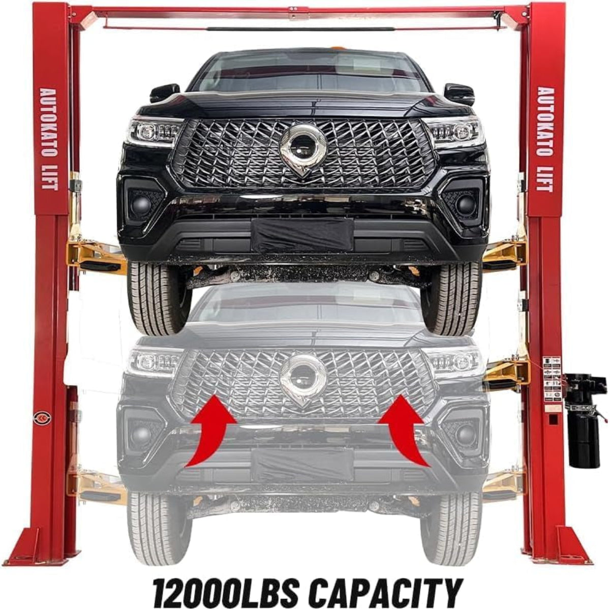 12000 Lbs Extra Height 167Inch 2 Post Lift Two Post Car Lift AK-M120 Auto Lift Car Lift Hoist 2 Post Car Lift (Extra Height, Red)
